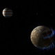 Artist concept of Ganymede and Jupiter